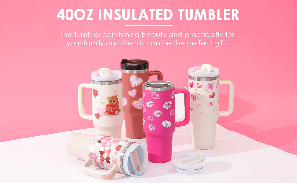 40 oz Insulated Travel Tumbler with Handle - Keep Drinks Cold