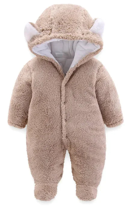 Cozy Fleece Baby Winter Jumpsuit - With Ears & Hood