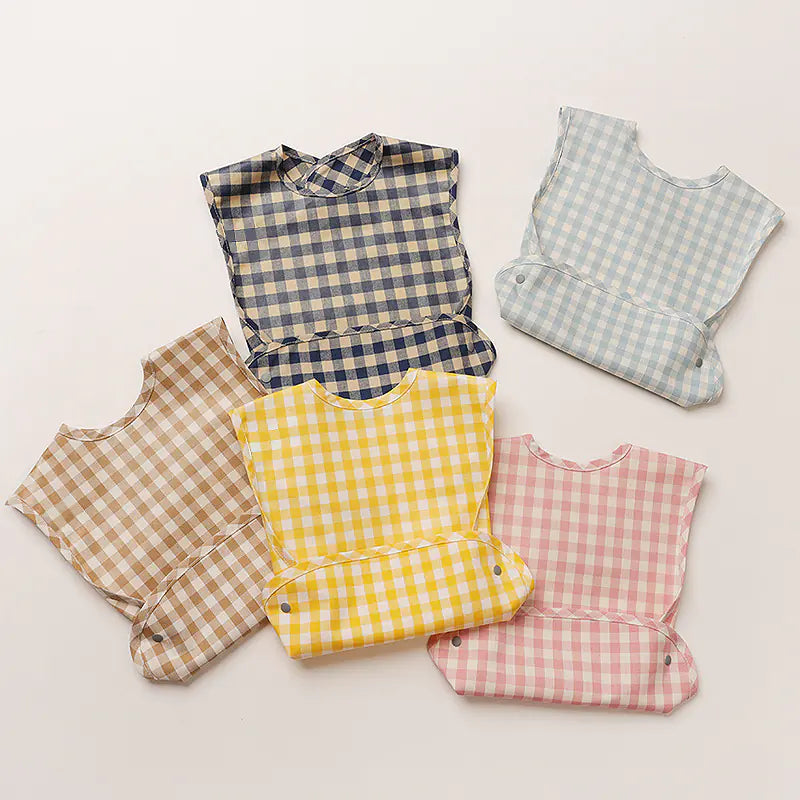 Stylish Waterproof Cotton Bib - Soft & Durable Plaid Design