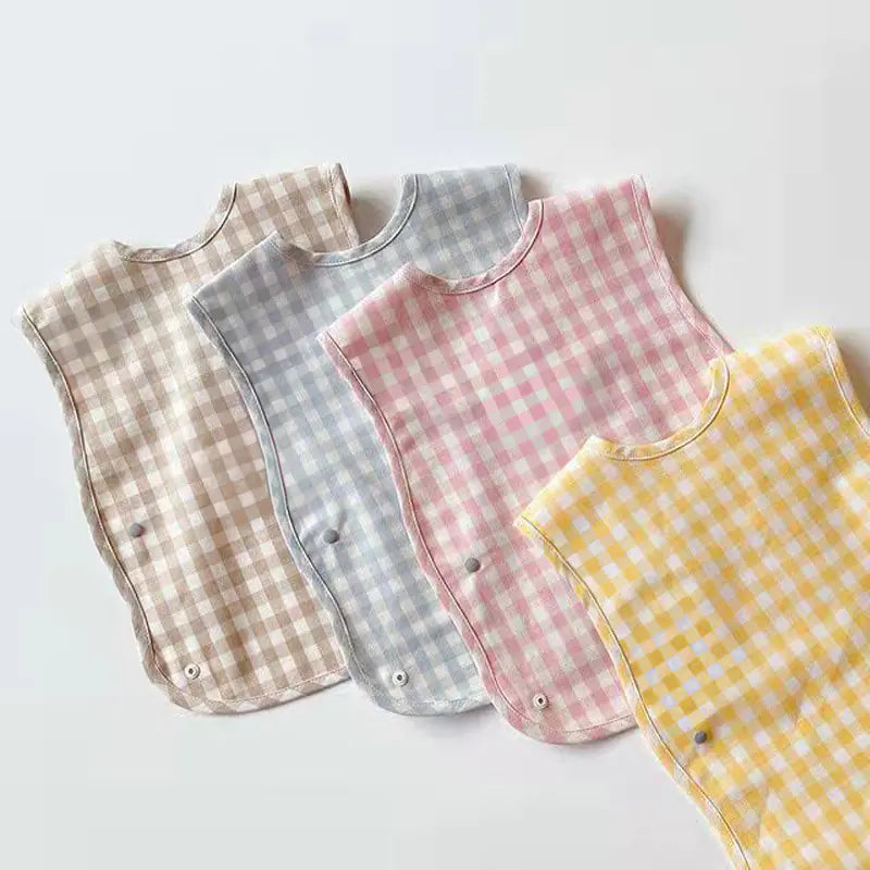 Stylish Waterproof Cotton Bib - Soft & Durable Plaid Design