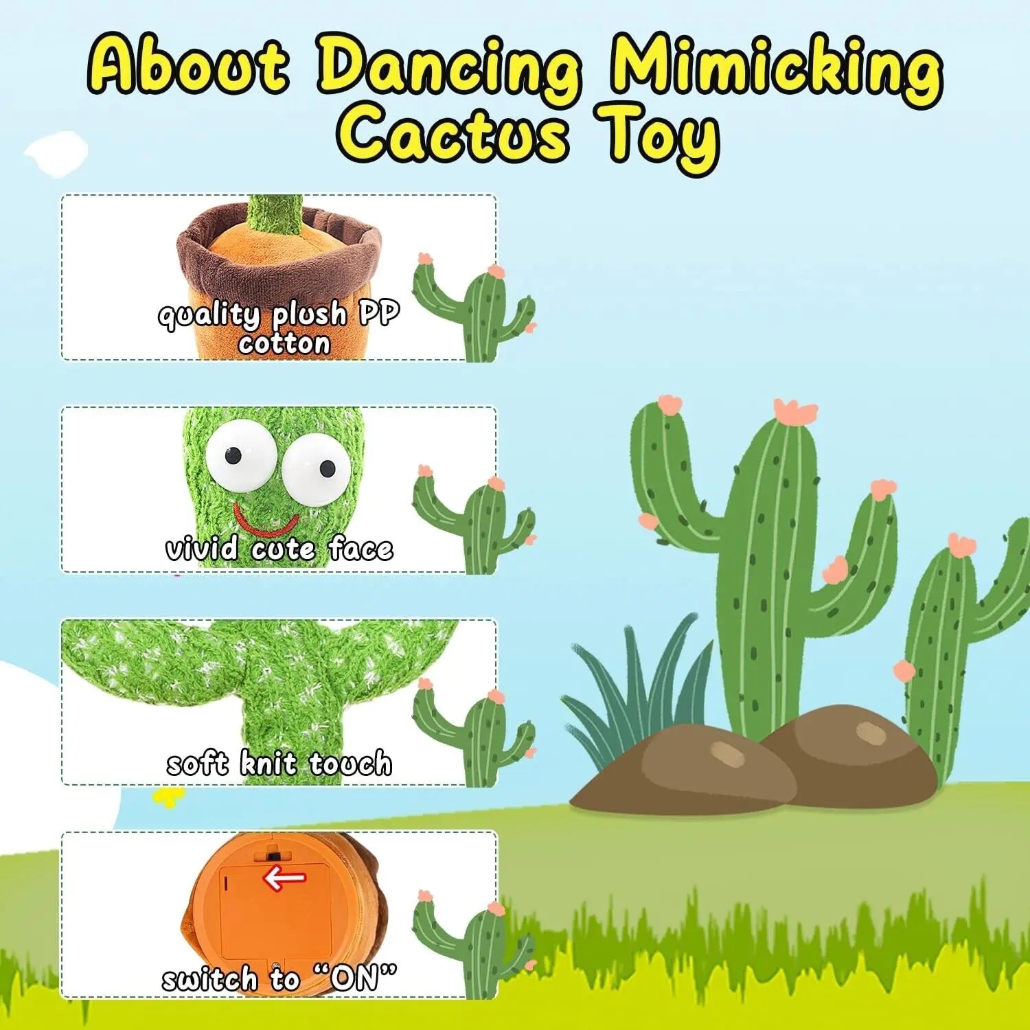 Dancing & Talking Cactus Toy - LED Plush with 120 Songs (3M+)