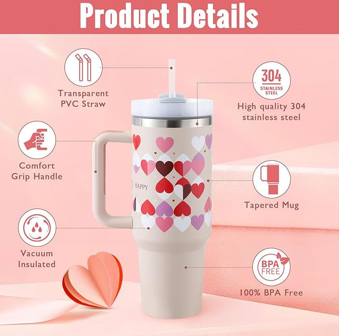 40 oz Insulated Travel Tumbler with Handle - Keep Drinks Cold