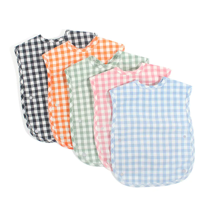Stylish Waterproof Cotton Bib - Soft & Durable Plaid Design