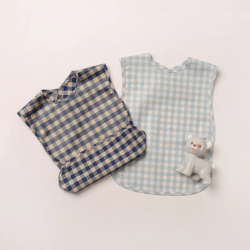 Stylish Waterproof Cotton Bib - Soft & Durable Plaid Design