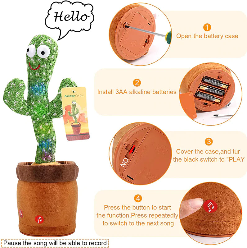 Dancing & Talking Cactus Toy - LED Plush with 120 Songs (3M+)