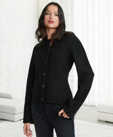 Knitted Cardigan Coat - Elegant Wool-Blend Button-Up