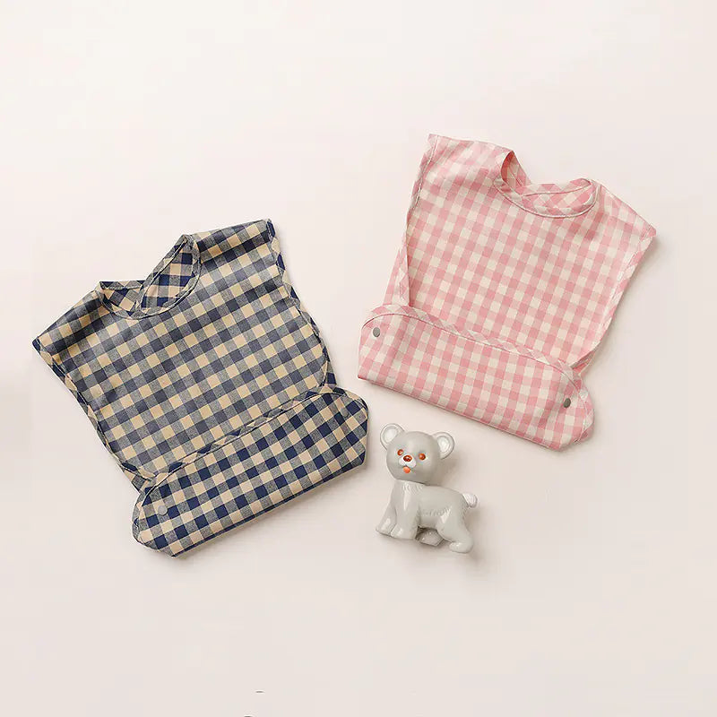 Stylish Waterproof Cotton Bib - Soft & Durable Plaid Design